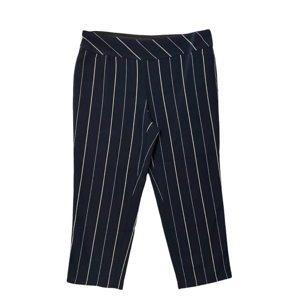 Investments Women's Navy W/White Stripes Soft Stretchy Capri Career Pants SZ 12S